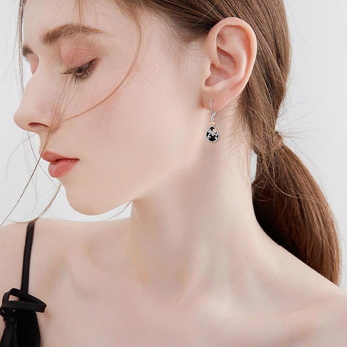 AOBOCO Butterfly/Dragonfly/Bee/Ladybug Leverback Earrings 925 Sterling Silver Rose Lotus Tulip Flower Filigree Dangle Earrings Teardrop Moonstone Larimar Turquoise Abalone Shell Jewelry Birthday Gifts for Women