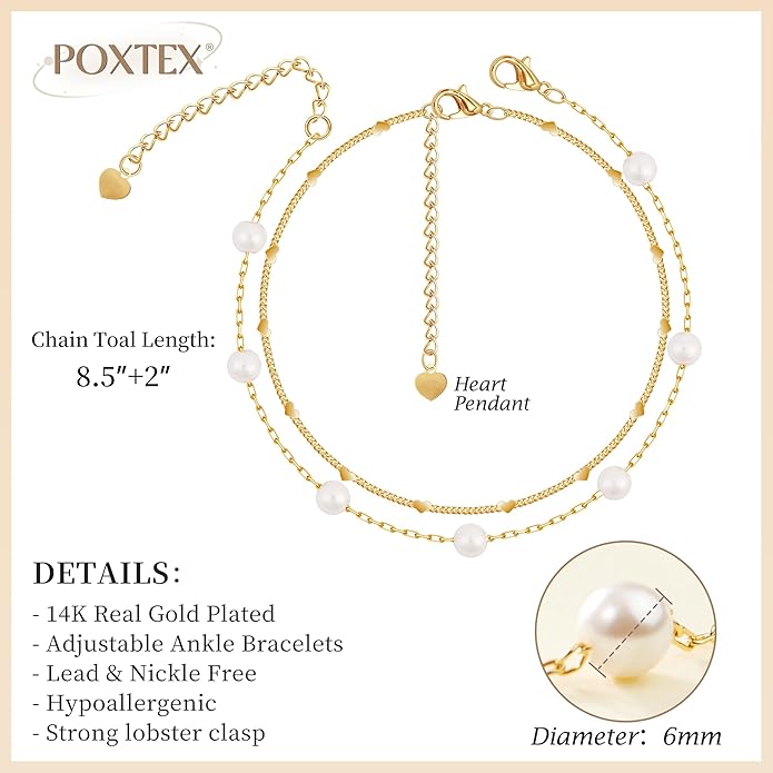 Sterling Silver Anklet Bracelets for Women Waterproof, 925 Sliver Plated CZ & Heart Charm Dainty Layer Anklets for Women Trendy, Simple Chain Anklets Set Gifts for Women, Jewelry Gifts for Her Women Mom Wife Girlfriend