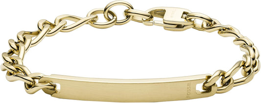 Fossil Men's Plated Stainless Steel Engravable Personalized Gift ID, Chain or Cuff Bracelet for Men
