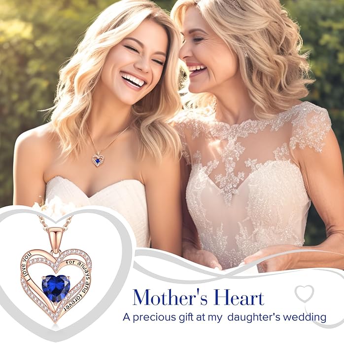 Vakki Birthstone Jewelry for Women Pendant Necklace 925 Sterling Silver Heart Necklace Birthday Gifts for Wife Daughter Girlfriend