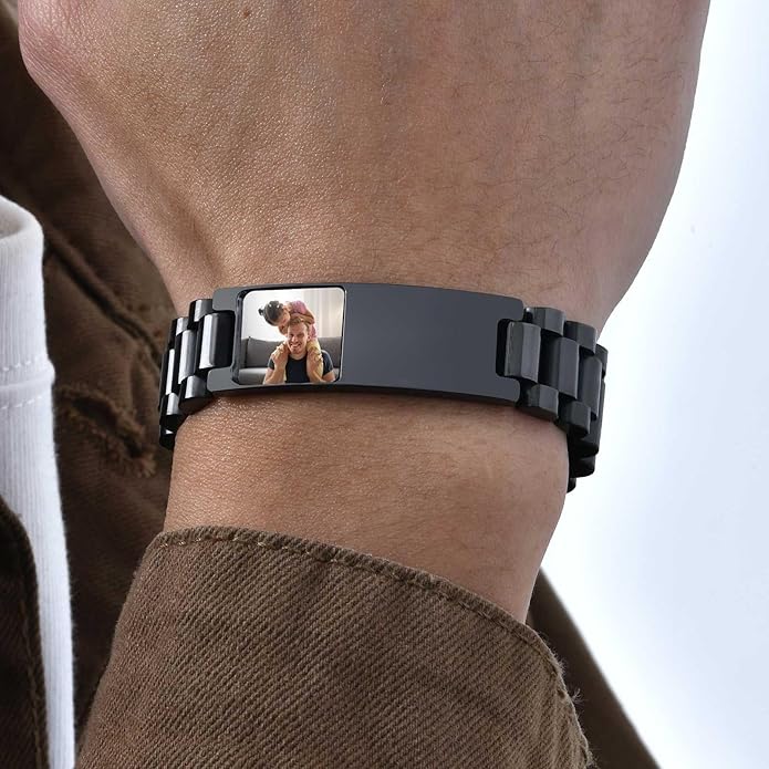 VNOX Masculine Watch Band Stainless Steel Link Bracelet Personalized Jewelry Gift for Men DAD Father Husband Boyfriend