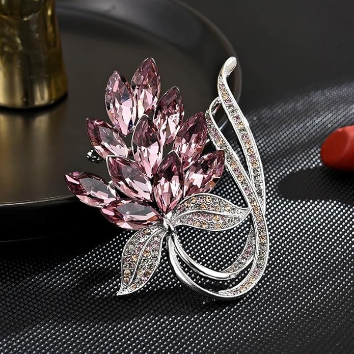 Flower Brooch Pin - Rhinestone Flower Pin 18k Gold Plated - Thanksgiving Day, Birthday, Wedding Gifts for Mom, Wife