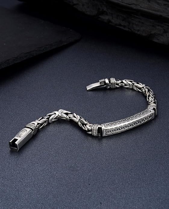 Italian Handmade Sterling Silver Mens Bracelets | Solid S925 Chain Bracelets for Men | Men's Silver Bracelet Gift for Dad, Boyfriend, Son, My Man