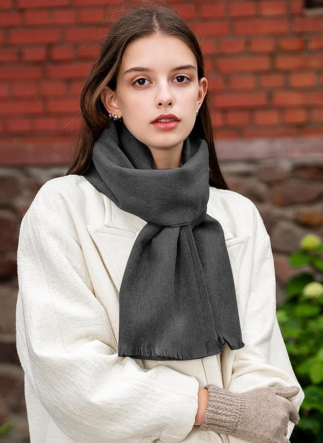 WASALUYA Wool Scarf for Women & Men, 100% Wool Scarves Wrap Shawl with Tassels, Elegant Soft Winter Scarf for Fall and Winter