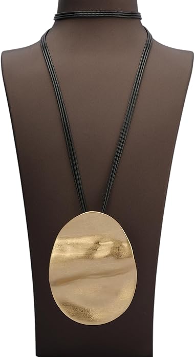 Boho Necklaces for Women Chunky Circle Necklace Layered Boho Circle Leather Choker Necklace Long Vintage Necklaces Bohemian Jewlery Gifts