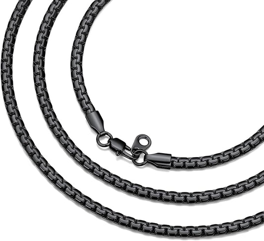Bestyle 18K Gold Plated/Silver/Black Chain for Men, Hypoallergenic 2/4/6/8mm Stainless Steel Flat Link Chain Necklace for Men & Women Hip Hop Jewelry, 14-30"
