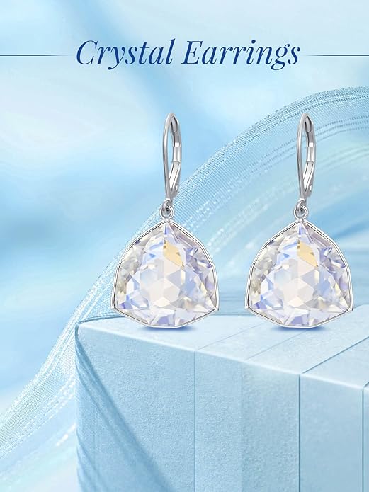 TOUPOP Leverback Earrings for Women Sterling Silver Simple Geometric Birthstone Dangle Drop Earrings Jewelry Christmas Valentine Mothers Day Birthday Gifts for Women Her Wife