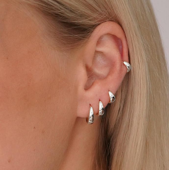Hoop Earrings for Women 14K Gold Plated/Silver Hoops Simple Knot Huggie Small Hoop Earrings Set Trendy Hoops Everyday Wear Earrings for Women Jewelry