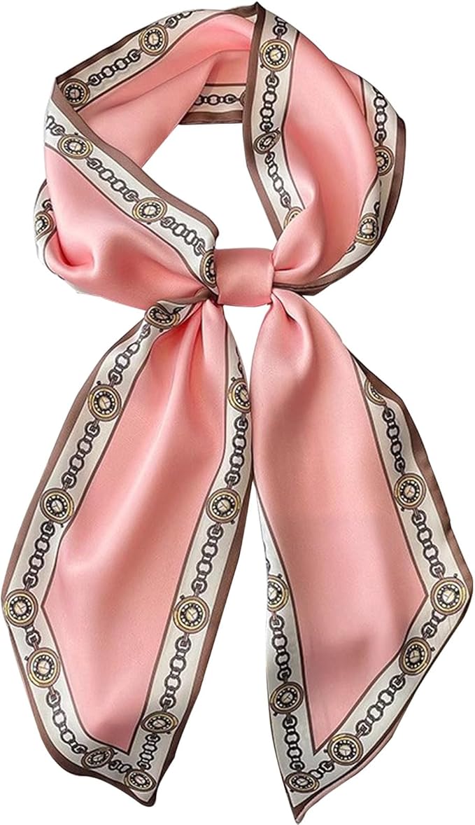 kcctoo 59" Mulberry Silk Like Head Scarf Women's Fashion Square Neck Satin Scarfs for Bag Hair Scarves Gift 59 * 5.9”
