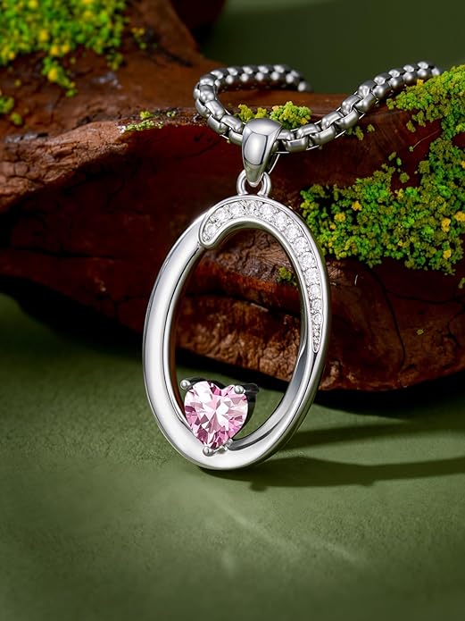 Christmas Gifts for Women Alphabet A to Z Initial Birthstone Pendant Necklaces for Women - 18k White Gold Plated Personalized Name Jewelry Valentine Mothers Day Birthday Gifts for Women Her Girlfriend