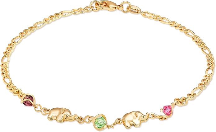 Barzel 18K Gold Plated Elephant Anklet For Women - Made In Brazil