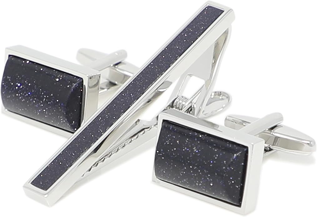 MENDEPOT Cufflinks And Tie Clip Set Men Wedding Accessory Gift Father's Day Birthday Cuff Links Tie Bar