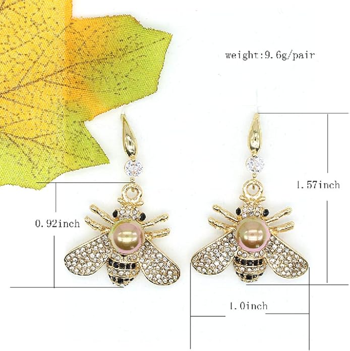 Honey Bee Brooches Crystal Insect Themed Bee Brooch Animal Fashion Shell Pearl Brooch Pin Gold Tone