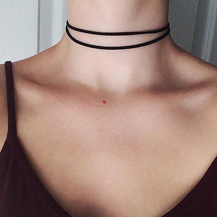 Fesciory Black Necklaces for Women, Adjustable Layered Velvet Leather Lace Collar Necklace, Goth Jewelry Gifts.