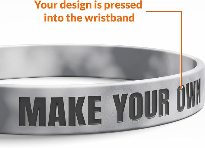 Custom Wristbands For Events, Fundraisers & Promotions | Add Text, Icons, & Logos | Bulk Rubber Bracelets | Classic 1/2” | 100% Silicone