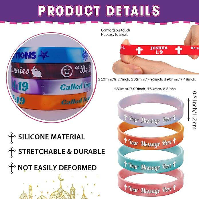 Custom Rubber Bracelets with Logo Text Pattern Customizable Debossed Silicone Wristbands for Events Motivation Supports Awareness Adults