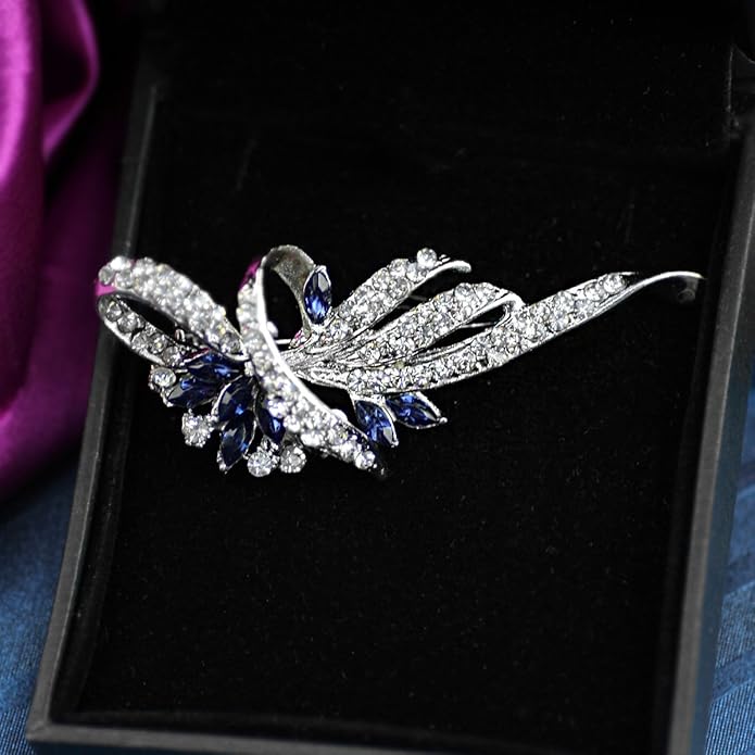 Merdia Created Crystal Brooch Fancy Vintage Style Flower Brooch Pin for Women, girls, ladies with Blue/Purple Created Crystal | Vintage Fashion | Brooches and Pins for Women | Ladies Jewelry