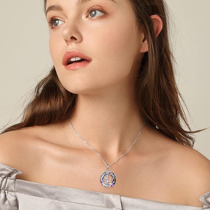 AOBOCO Gifts for Sister 2 3 Sisters Necklace for Women Sterling Silver Sister Crystal Pendant Jewelry Birthday Christmas Gifts for Friend Female Friendship Lasts Forever