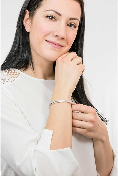 SWAROVSKI Twist Rows Crystal Bracelet Collection, Rhodium & Rose Gold Tone Finish, Clear Crystals