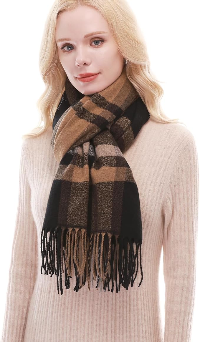 RIIQIICHY Plaid Scarf for Women Fall Winter Pashmina Scarves Wraps for Cold Weather Warm Large