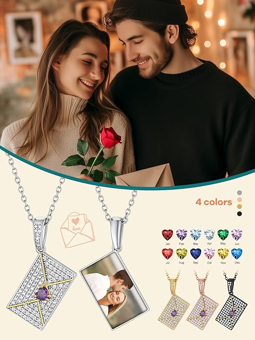 Supcare Locket Necklace That Holds Pictures-Engraved Photo Pendant Custom Jewellery Gifts for Men Women (with Jewellery Gift Box)