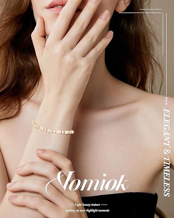 Tennis Bracelets for Women, 14K Gold Plated Diamond Bracelet, Cubic Zirconia Dainty Gold Bracelet for Women, Gifts Jewelry for Women