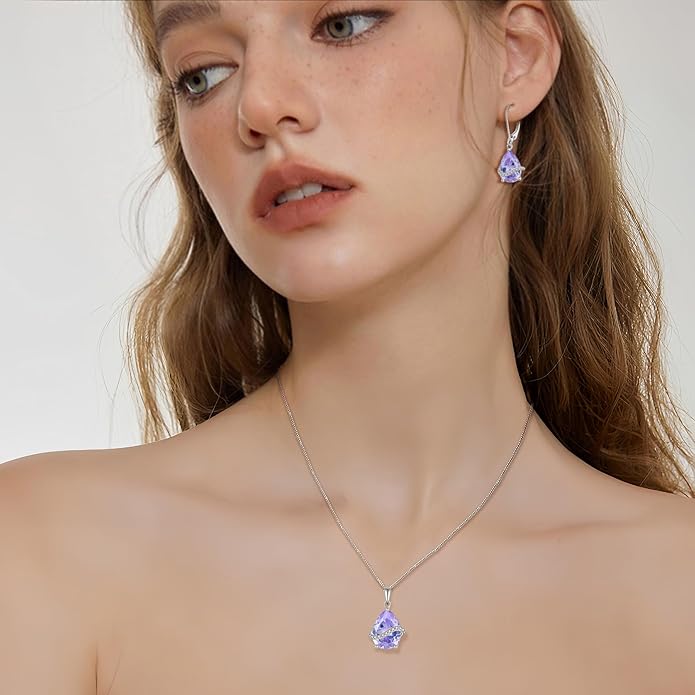 Teardrop Necklace for Women 925 Sterling Silver Birthstone Necklace Pendant Jewelry Gifts for Her