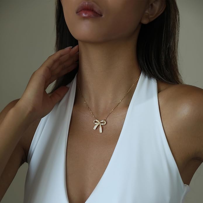 18k Gold Plated Necklace for Women Trendy Dainty Charm Evil eye Italian horn hummingbird starfish seashell bow elephant snake butterfly ladybug PendentMinimalist Delicate Jewelry for Women