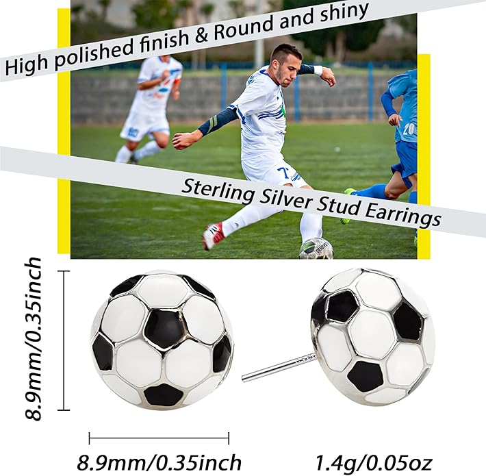 SmileBelle Sterling Silver Sports Earrings, Hypoallergenic Volleyball Earrings, Soccer, Basketball Baseball Softball Stud Jewelry for Women Mom as Game Day Gifts Sports Fan Teen Stuff Accessories