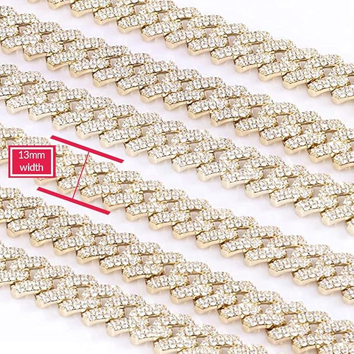 EMESLY Miami Cuban Link Chain 14K Gold Plated Necklace (16, 18, 20, 22, 24, 30 Inches Length); Hip Hop Bracelet (8" Length) for Men & Women; Perfect Iced Out Bling Jewelry Gift