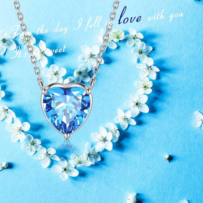Aurora Tears 925 Sterling Silver 12 Birthstone Hearts Jewelry Women Crystal Wedding/Engagement/Bridal Heart Necklace/Earring/Ring/Bracelet Sets Jewellery