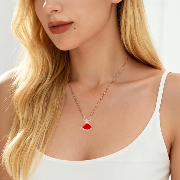 RONYOSTING Multi-Style Love Heart Necklace with Birthstone,14k White Gold Plated Sliver|Bow Pendant Necklaces for Christmas, Dainty Gifts for Birthday Valentine