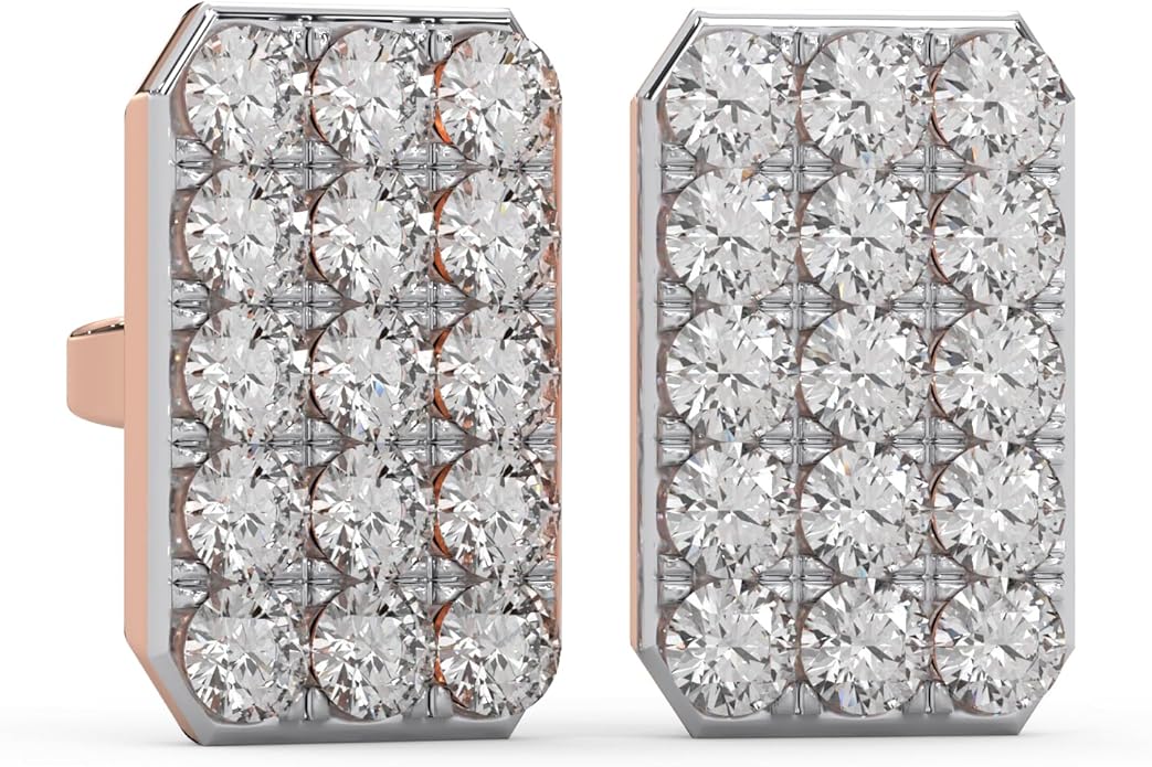 WHY SO SILVER INC 0.24 Ctw Natural Diamond Pavé-Set Square Stud Earrings for Women | 925 Sterling Silver | Color I-J, Clarity I2-I3 | Fine Jewelry Gift Box Included