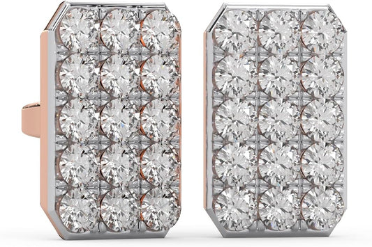 WHY SO SILVER INC 0.24 Ctw Natural Diamond Pavé-Set Square Stud Earrings for Women | 925 Sterling Silver | Color I-J, Clarity I2-I3 | Fine Jewelry Gift Box Included