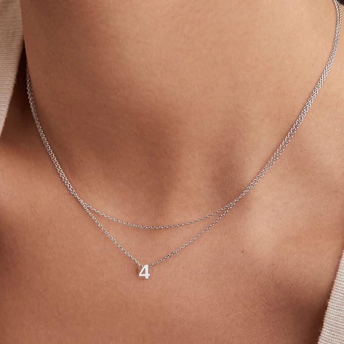 Number Necklace for Women Dainty 18K Gold Plated Pendant Necklace Charm Birth Month Personalized Jewelry Birthday Gift
