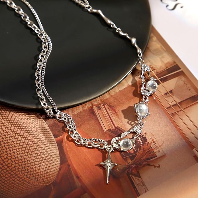 IFNODO 37pcs Silver Jewelry Set With 3 PCS Necklace, 14 PCS Bracelet, 7 PCS Ear Cuffs Earring, 6pcs Hoop Earrings,7pcs silver rings set For Women For Birthday Gifts