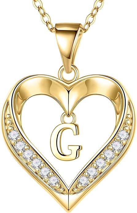 Turandoss Heart Initial Necklaces for Women - Dainty 14K Gold Plated CZ Heart Pendant Necklace with Tiny Letter A-Z, Non Tarnish Waterproof Trendy Jewelry Gifts for Mom Wife Girlfriend
