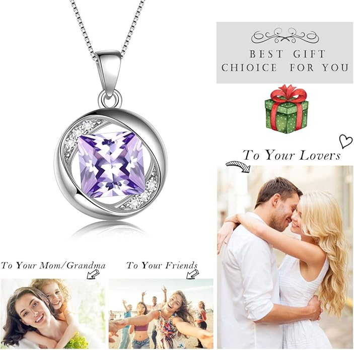 Aurora Tears 925 Sterling Silver 12 Birthstones Necklace/Earring/Ring/Bracelet Women Birthstone Pendant Crystal Fashion Birthday Jewelry Christmas Gift for Girls Women