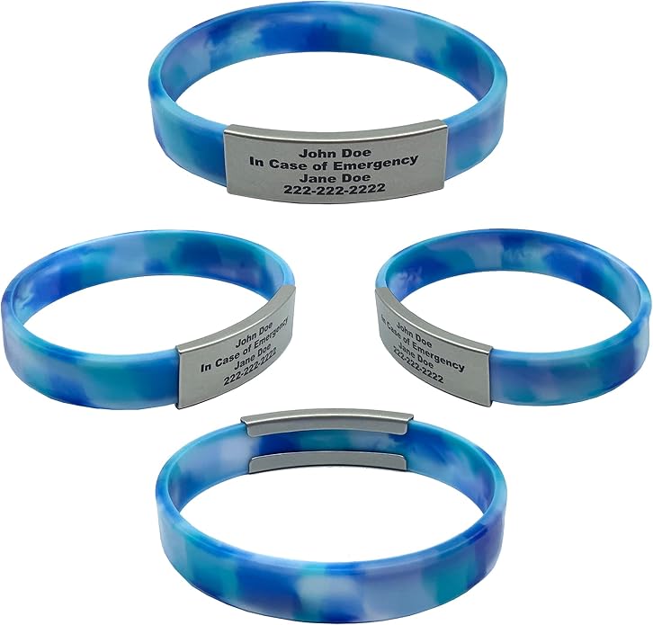 Personalized Medical Alert Bracelet for Men & Women – Custom Engraved Waterproof Silicone Wristband with Stainless Steel ID Plate – Medical ID Bracelet for Allergies, Conditions, ICE Info & Emergency Card