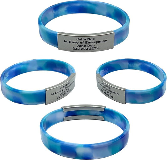 Personalized Medical Alert Bracelet for Men & Women – Custom Engraved Waterproof Silicone Wristband with Stainless Steel ID Plate – Medical ID Bracelet for Allergies, Conditions, ICE Info & Emergency Card