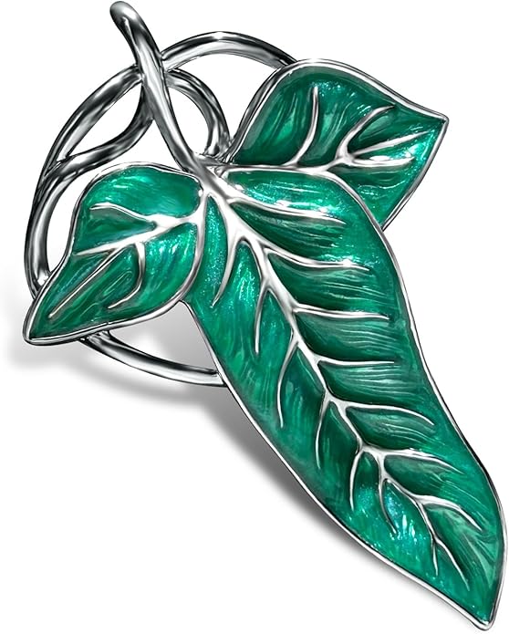 Bahamut Elegant Elven Green Tree Leaf Enamel Pins Brooch for Women Men Suit Pendant Necklace,Cloak Clasp Brooches Cosplay Jewelry