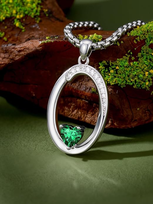 Christmas Gifts for Women Alphabet A to Z Initial Birthstone Pendant Necklaces for Women - 18k White Gold Plated Personalized Name Jewelry Valentine Mothers Day Birthday Gifts for Women Her Girlfriend