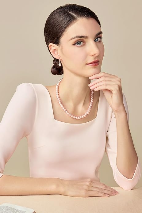 BABEYOND Round Imitation Pearl Necklace Wedding Pearl Necklace for Brides