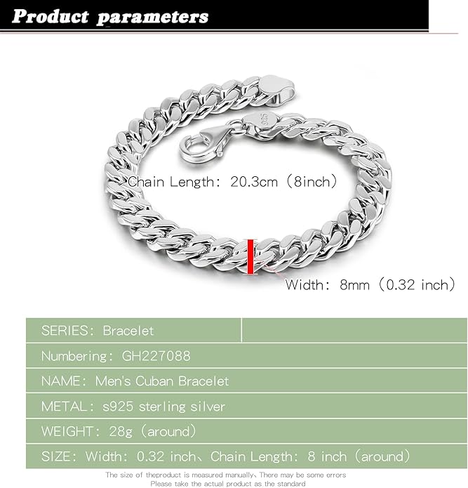 Fashion 925 Sterling Silver Solid Miami Cuban Link Chain Bracelet 8MM-12MM-14MM Curb Cuban Solid Thick Big Link Bracelet For Men 7-10 Inch Jewelry Gift