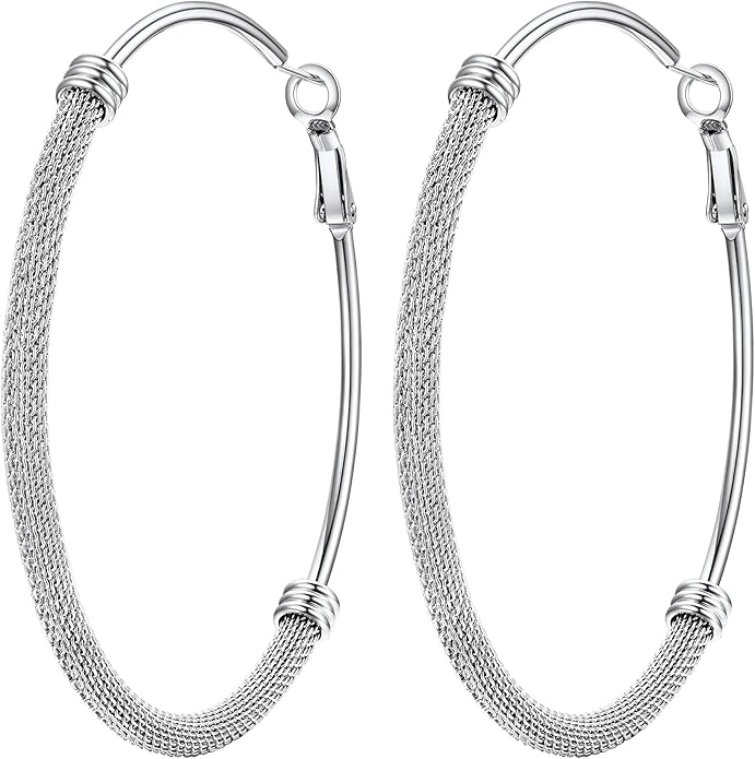 PROSTEEL 30/40/60/80/100mm Chunky Hoop Earrings For Women Gold Plated/Black Stainless Steel Hoops Earrings Statement Jewelry