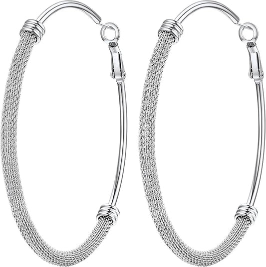 PROSTEEL 30/40/60/80/100mm Chunky Hoop Earrings For Women Gold Plated/Black Stainless Steel Hoops Earrings Statement Jewelry