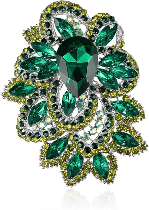 YOQUCOL Cubic Zirconia Big Brooch Pin for Women Badge Flower Lapel Large Pin Scarves Shawl Clip Clothes Decoration