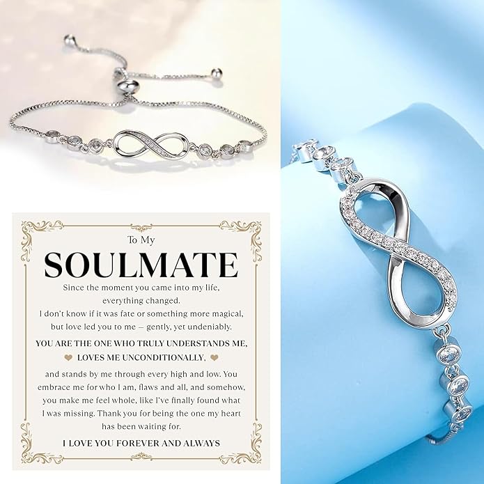 To My Soulmate Bracelet For Women With Heartfelt Message Card & Elegant Box, Bracelet For Girls, Soulmate Birthday, Wedding, Christmas Jewelry Gift From Boyfriend, Husband