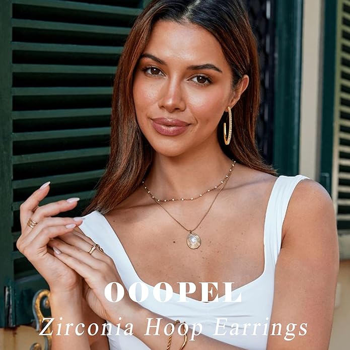 925 Sterling Silver Earrings Large Rhinestone Hoop Earrings Big Cubic Zirconia Hoop Earrings Thin Rhinestones Round Hoop Earrings for Women 20/30/40/50/60/70mm Sparkly Hoops With Crystals for Womens