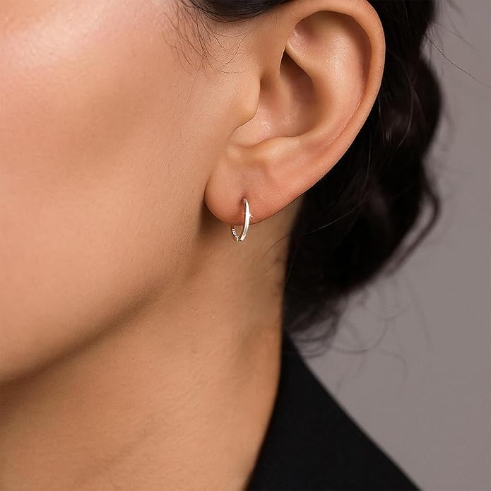MOODEAR Valentines Day Gifts for Her 925 Sterling Silver Hoop Earrings - Small Huggie Earrings for Women, Hypoallergenic Trendy Cartilage Silver Earrings, Lightweight Jewelry